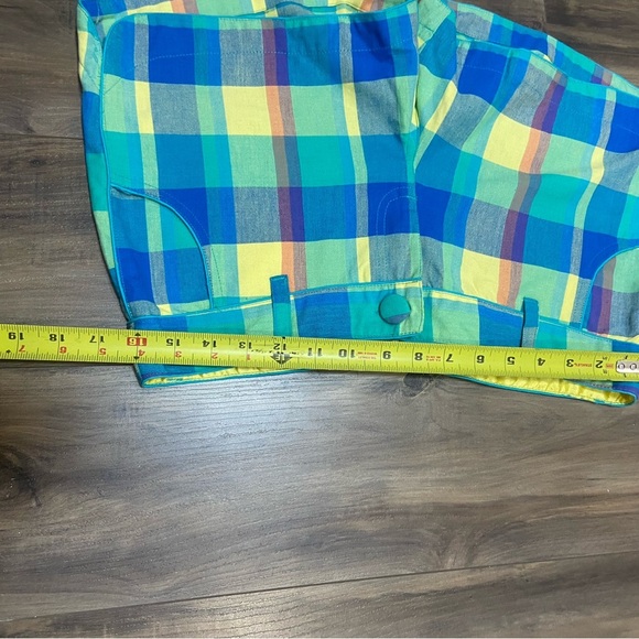 💗 Y2K Plaid Women's Shorts in Blue and Yellow - Picture 2 of 5